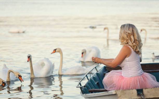 Woman relaxes on the river