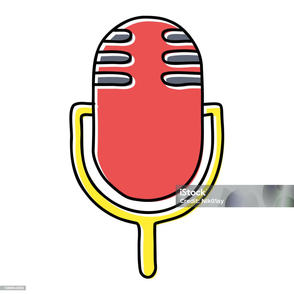 Red Microphone Graphics Stylish Red Microphone Hand Drawn Stock Illustration - Download Image ...