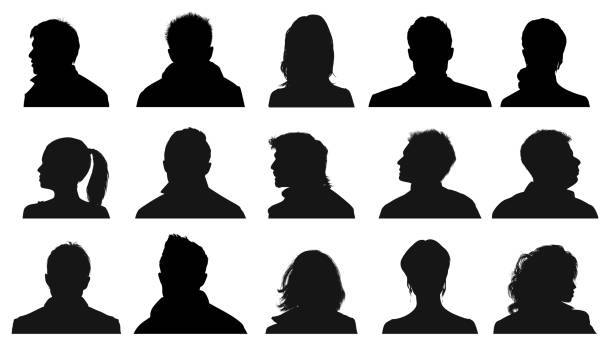 stockillustraties, clipart, cartoons en iconen met people head silhouettes - portret