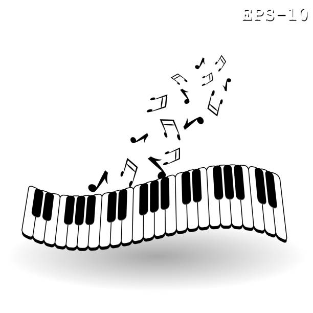 피아노 빈티지 배경 - 벡터 일러스트레이션 - keyboard instrument stock illustrations