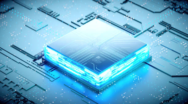 istock 3D rendering of cyberpunk AI. Circuit board. Technology background. Central Computer Processors CPU and GPU concept. Motherboard digital chip. Tech science background. 1388865101