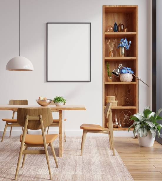 istock Mockup poster frame in dining room interior background. 1388865766
