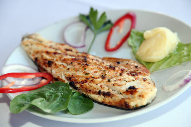 Grilled fillet perch fish stock photo