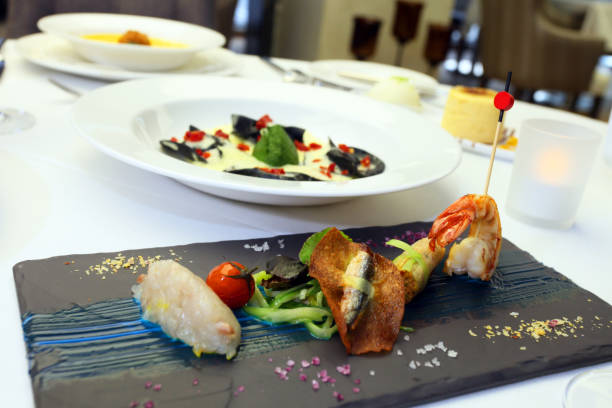 istock Seafood behind Black Squid Ink Ravioli 1388870844