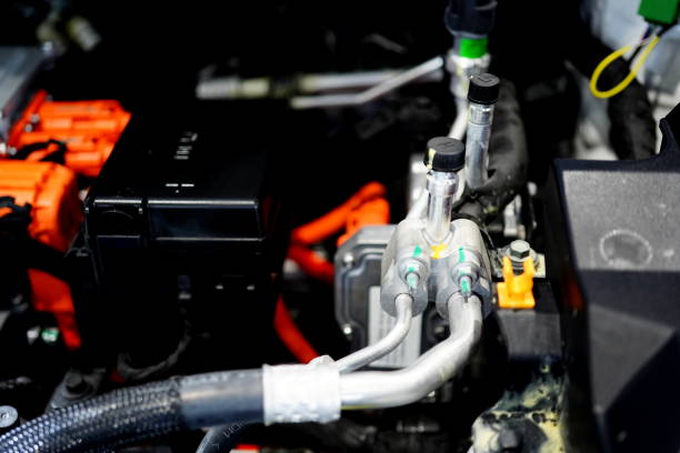 istock Car air conditioner recharge valve in car 1388873777