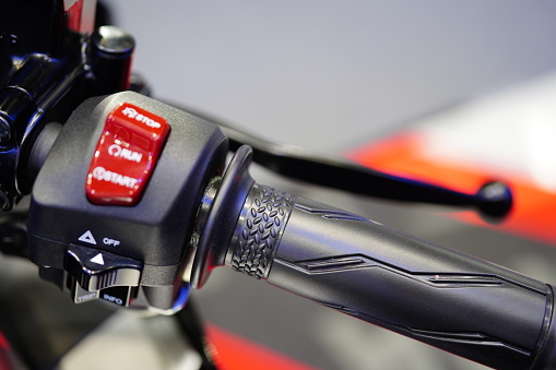 Close-up of the motorcycle handlebar switch