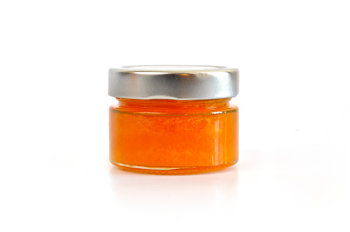 A jar of homemade apricot jam