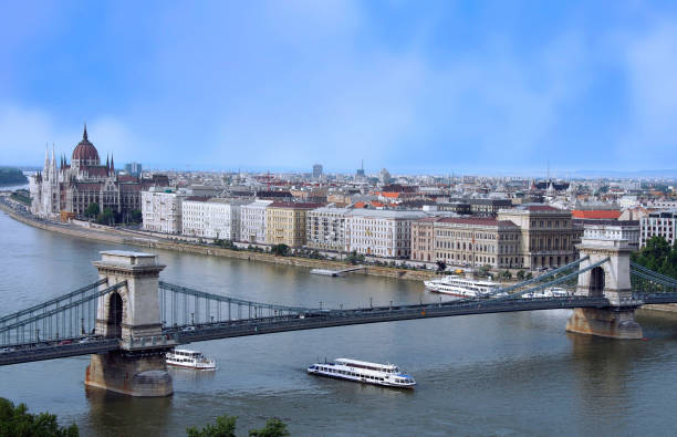 istock Budapest skyline along the Danube with Chain Bridge 1388877633
