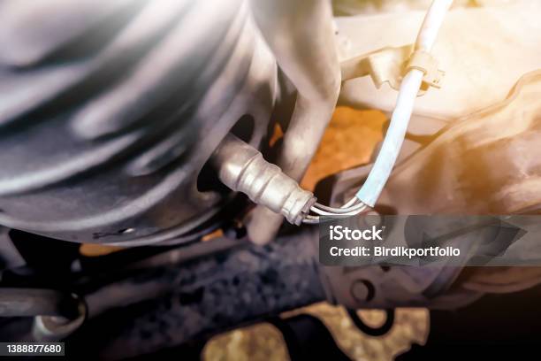 Oxygen Sensor O2 In The Exhaust Pipe Stock Photo - Download Image Now - Oxygen, Sensor, Car