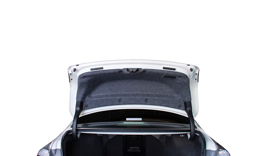 The trunk of the car is open,isolated on white background