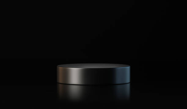 istock Empty black 3d podium luxury platform scene modern background of product presentation pedestal stage or blank studio template stand minimal display and cosmetic art showcase on dark showroom backdrop. 1388883829