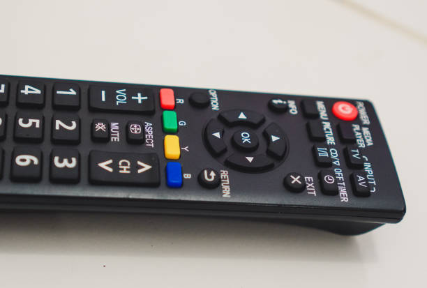 Tv remote control isolated on white background stock photo