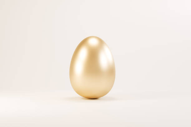 istock Easter golden glitter egg on white background. Minimal easter concept. Happy Easter card with copy space for text. 3d animtion render 1388884743