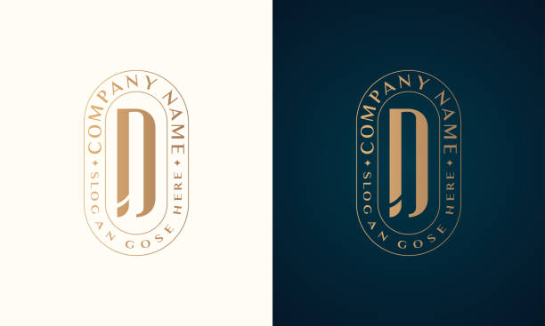 абстракция премиум роскошный фирменный стиль буква d дизайн логотипа - a d stock illustrations