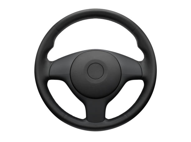 volante sportivo in pelle - isolato su sfondo bianco - steering wheel foto e immagini stock