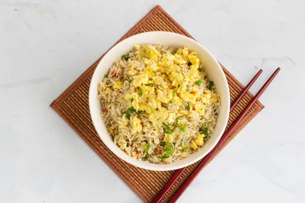 Chinese Fried Rice with Eggs Top Down Photo