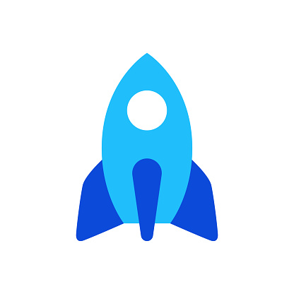 Spaceship icon vector graphic illustration in blue