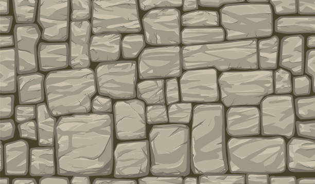 Rock Seamless Stones Wall Illustration in Vector. Natural Background cobblestone stock illustrations