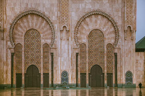 Casablanca,Morocco,March 24th 2022, The Hassan II Mosque is a mosque in Casablanca, Morocco. It is the largest mosque in the country and the 7th largest mosque in the world. Its minaret is the world's tallest