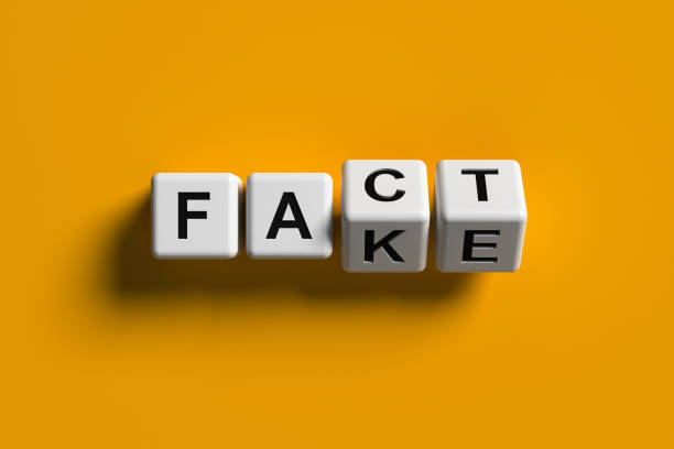 istock Fact or fake. White blocks on a yellow background. 1388900662