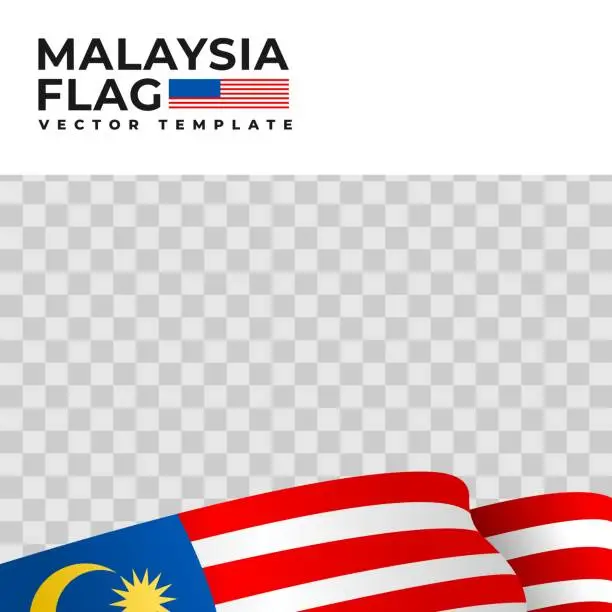 Vector illustration of vector illustration of malaysia flag with transparent background. country flag vector template.