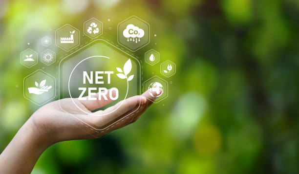 istock The concept of carbon neutral and net zero. natural environment A climate-neutral long-term strategy greenhouse gas emissions targets with green net center icon on hand cap and green background 1388908655
