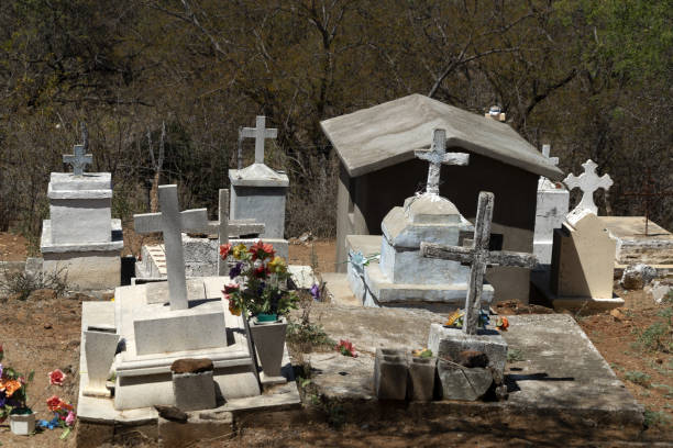 old mexican graveyard in el triunfo mining village baja california sur