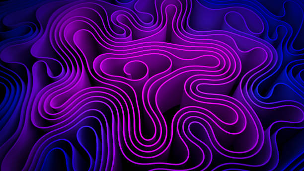 istock 3d abstract wave lines folds background. Color gradient curves with texture paper, fabric, ribbons. Surreal, futuristic, psychedelic background. 1388911497