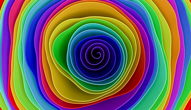 istock 3d abstract rainbow wave lines folds background. Multi color gradient curves with texture paper, fabric, ribbons. Surreal, futuristic, psychedelic background. 1388911666