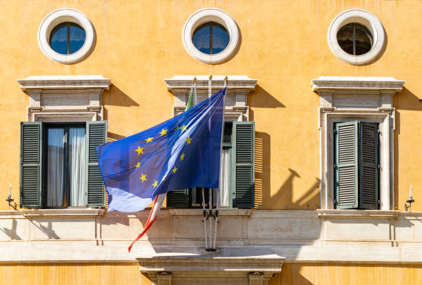 istock Italian and European Union Flags 1388913305
