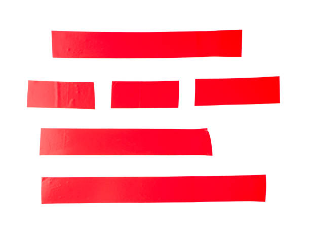 istock Set of Red tapes on white background. Torn horizontal and different size Red sticky tape. Adhesive pieces 1388915190