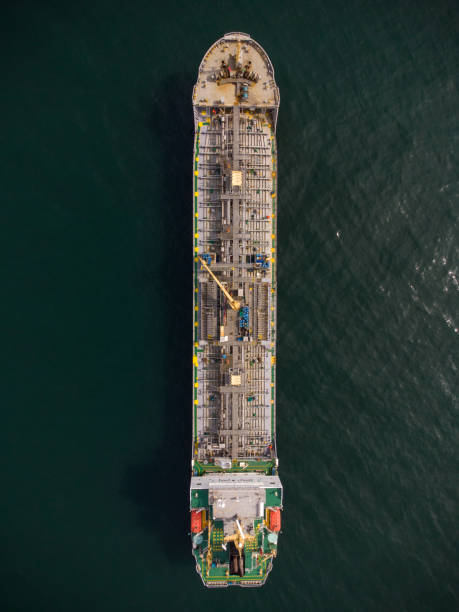 istock Large general cargo ship tanker bulk carrier, Top down aerial view. 1388916406