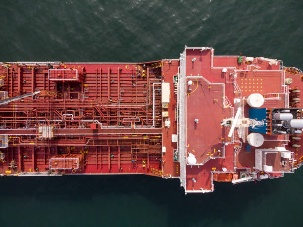 istock Large general cargo ship tanker bulk carrier, Top down aerial view. 1388916411