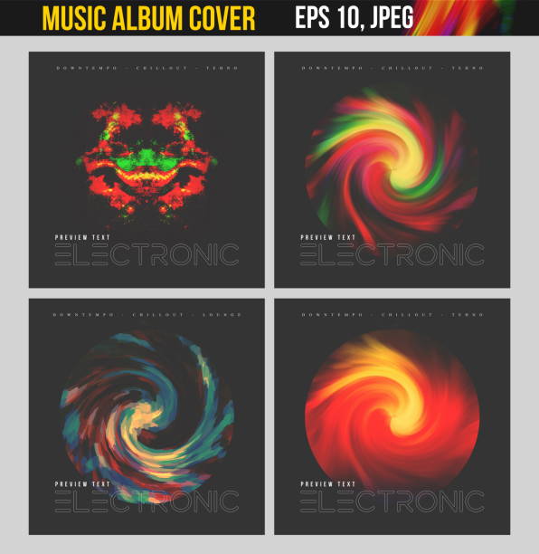music album cover for the web presentation. abstract vector design of cd cover and vinyl record. suitable for use as poster, flyer, banner, leaflet, book cover, brochure, presentation, trance, minimal, electronic, electro, chillout, ambient - spotify stock illustrations