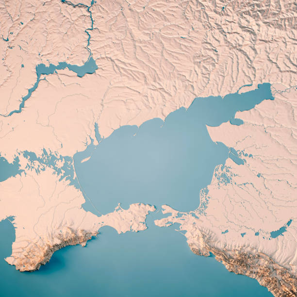 istock Sea Of Azov 3D Render Topographic Map Neutral 1388917545
