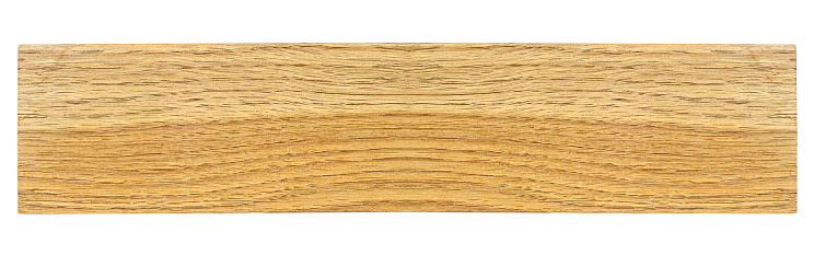 Oak wooden bar isolated on a white background. Wooden beam.