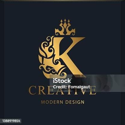 istock Royal letter K design. Luxury logo template. Gold monogram. Creative Emblem for Business sign, badge, crest, label, Boutique brand, Hotel, Restaurant, Heraldic. Modern style. Vector illustration 1388919854