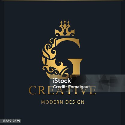 istock Royal letter G design. Luxury logo template. Gold monogram. Creative Emblem for Business sign, badge, crest, label, Boutique brand, Hotel, Restaurant, Heraldic. Modern style. Vector illustration 1388919879