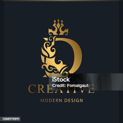 istock Royal letter D design. Luxury logo template. Gold monogram. Creative Emblem for Business sign, badge, crest, label, Boutique brand, Hotel, Restaurant, Heraldic. Modern style. Vector illustration 1388919891