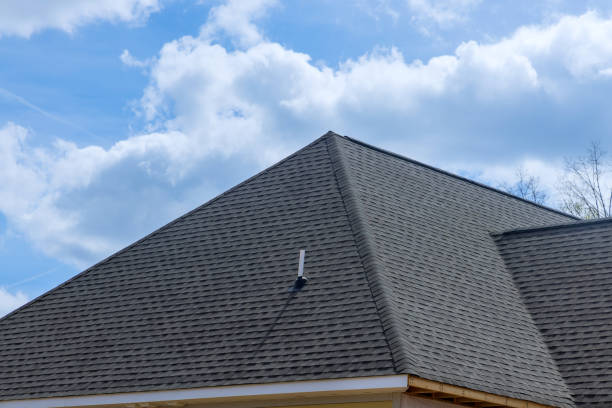 istock Rooftop construction on roof covered asphalt shingles roofing construction new house 1388924882
