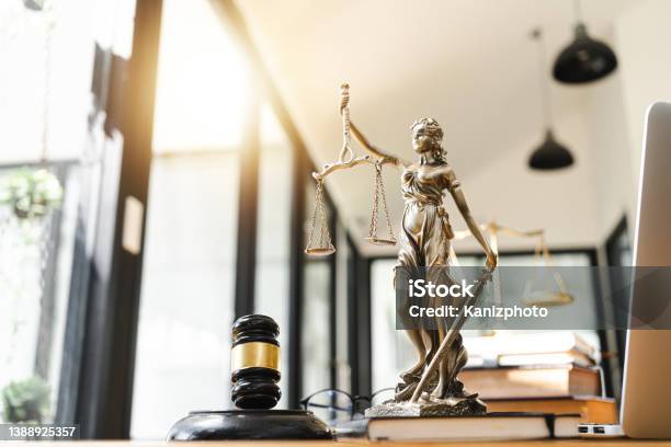 The Statue Of Justice Lady Justice Or Iustitia Justitia The Roman Goddess Of Justice Stock Photo - Download Image Now