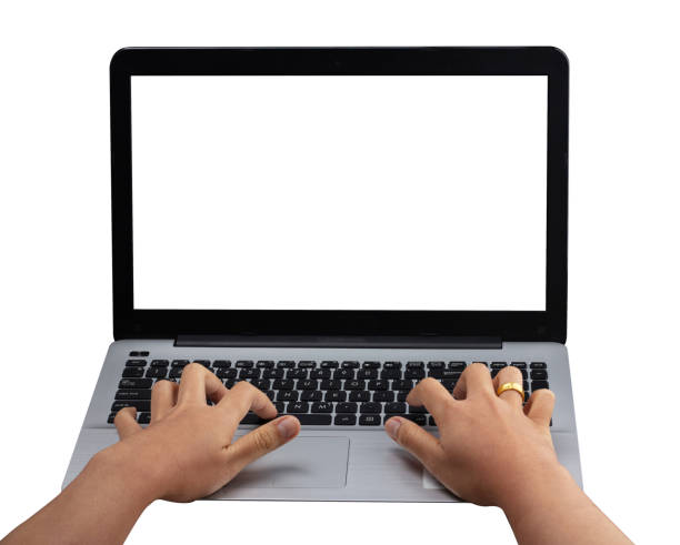appuyez sur le clavier de l’ordinateur portable. - touchpad photos et images de collection