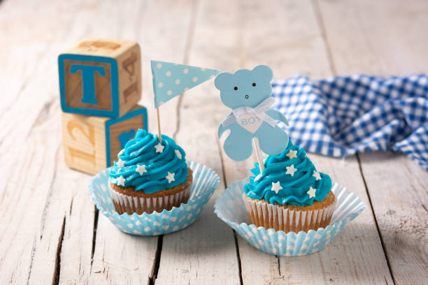 istock Blue cupcake for baby shower 1388928888