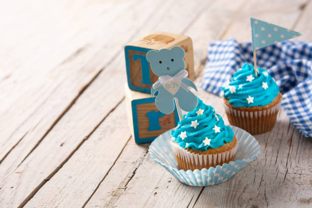 istock Blue cupcake for baby shower 1388928952