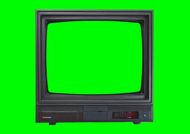 Photo of The old TV on the isolated. Old green screen TV for adding new images to the screen.