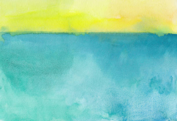 istock Abstract watercolor blue and yellow background texture, hand painted. Artistic backdrop, stains on paper. Aquarelle painting wallpaper. 1388928981