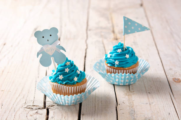 istock Blue cupcakes for baby shower 1388929007