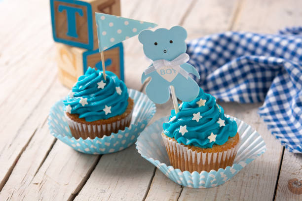 istock Blue cupcakes for baby shower 1388929050