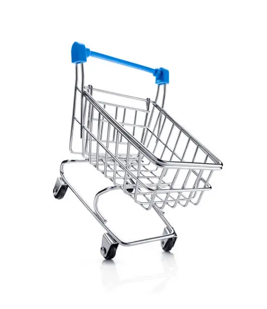 Empty shopping cart isolated on white background