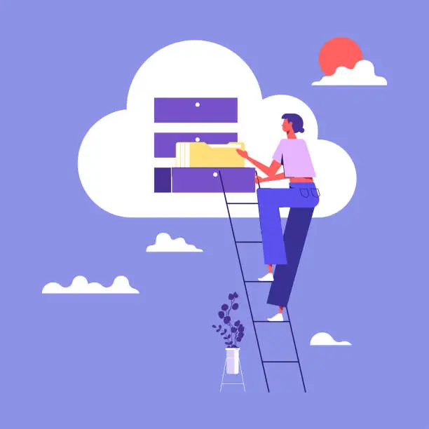 Vector illustration of Data Storage Cloud Computing Concept